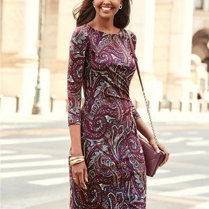 Talbots Purple Paisley Faux Wrap Dress